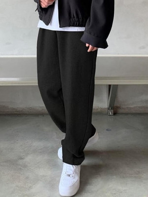 You Forever Solid Men Black Track Pants