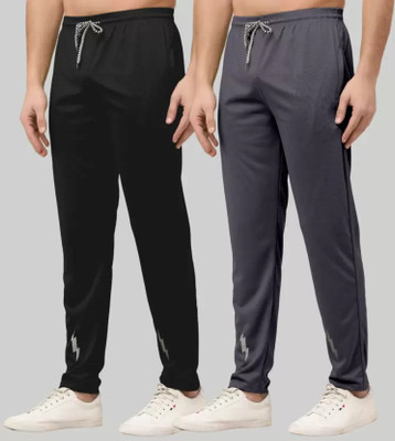 EYSTONE Solid Men Black, Grey Track Pants