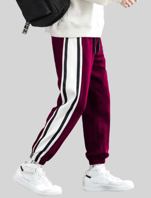 LOTHRIC Colorblock Men Maroon Track Pants