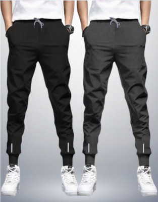 Reya Solid Men Black, Grey Track Pants