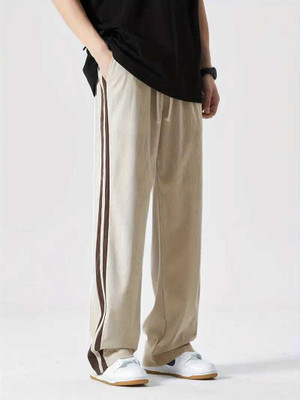 COMFORTABLY DUMB Striped Men Beige Track Pants