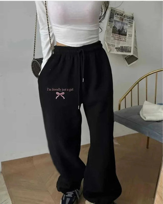 Lveorch Printed Women Black Track Pants
