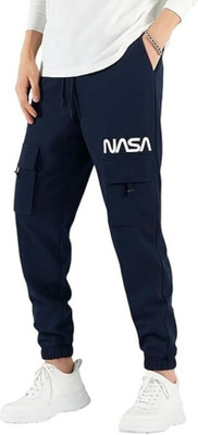 SHRIEZ Solid Men Blue Track Pants