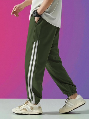 NIVEDANM Self Design Men Green Track Pants