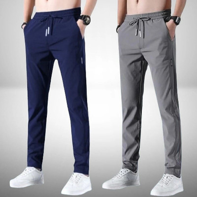 FICKA Solid Men Blue, Grey Track Pants