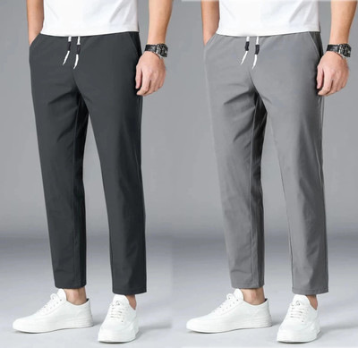 PYTHON Self Design Men Black, Grey Track Pants