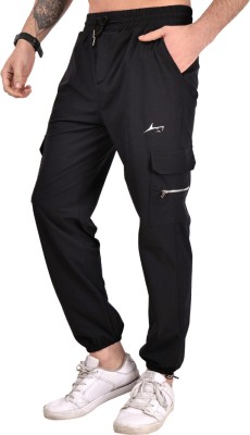 Prosharx Solid Men Black Track Pants