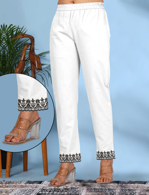 ASR Solid Women White Track Pants