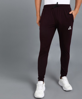 Adrenex Solid Men Maroon Track Pants