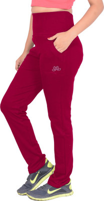 SWEEKASH Solid Women Maroon Track Pants