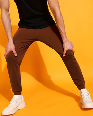 INDICLUB Self Design Men Orange Track Pants