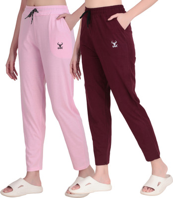 GAA Solid Women Pink, Maroon Track Pants