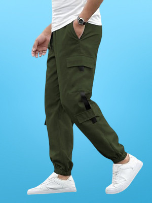 Kesaria Textile Solid Men Dark Green Track Pants