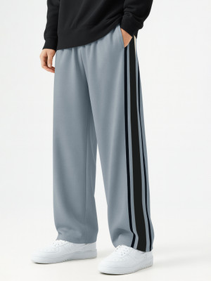 MANIAC Striped Men Grey Track Pants