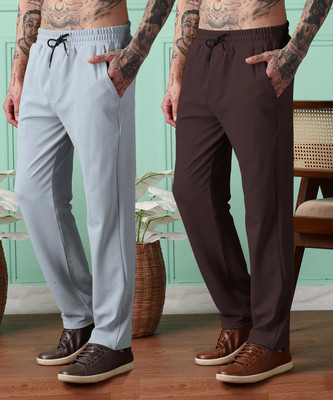 FOXTER Solid Men Brown, Multicolor Track Pants