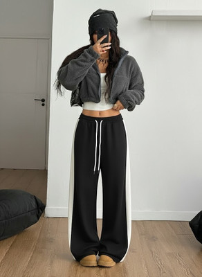 Dockstreet Solid Women Black Track Pants