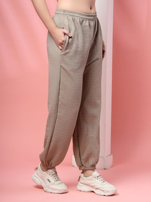 UZARUS Self Design Women Brown Track Pants
