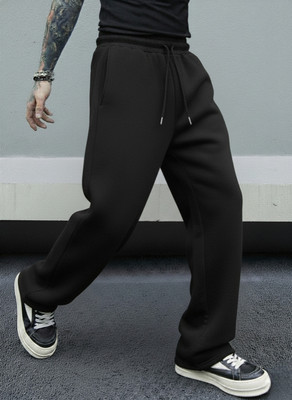 Dockstreet Solid Men Black Track Pants