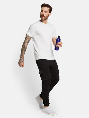 Octave Solid Men Black Track Pants