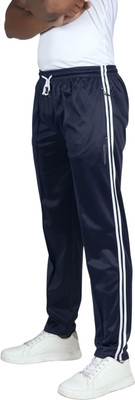 CLOTHICON Solid Men Dark Blue, White Track Pants