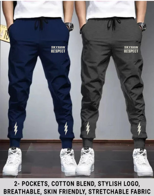 skyrow Printed Men Black Track Pants