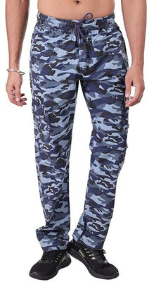24 Street Printed Men Blue Track Pants