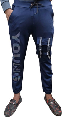 Mindsart Trending Printed Men Blue Track Pants