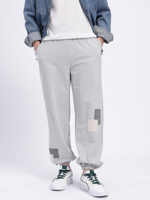 Glitchez Solid Men Grey Track Pants