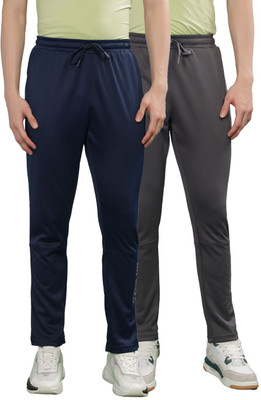 Force NXT Solid Men Grey, Dark Blue Track Pants