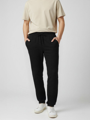 Glitchez Solid Men Black Track Pants