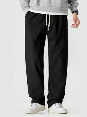 Dockstreet Solid Men Black Track Pants
