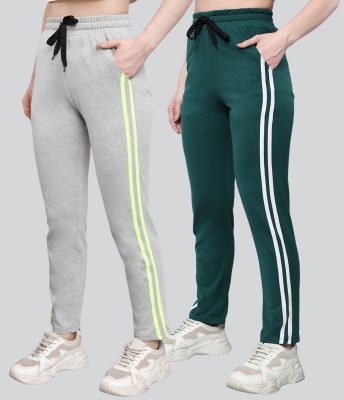 Q-Rious Self Design Women Grey, Dark Green Track Pants