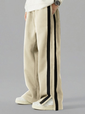 MANIAC Solid Men Beige Track Pants