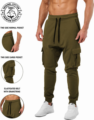 JUGULAR Solid Men Dark Green Track Pants