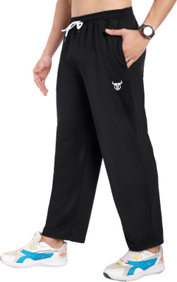 Go Devil Solid Men Black Track Pants
