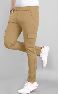 COMBRAIDED Self Design Men Beige Track Pants