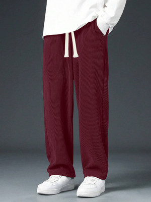 KAJARU Self Design Men Maroon Track Pants