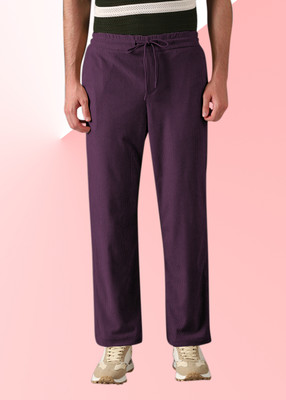 INDICLUB Solid Men Maroon Track Pants