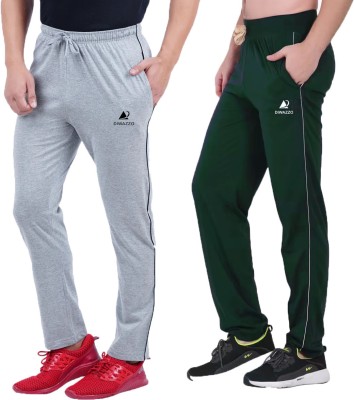 Diwazzo Solid Men Silver, Green Track Pants