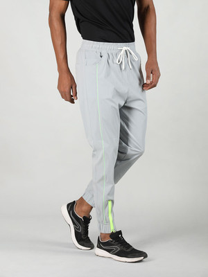 CHKOKKO Solid, Striped Men Green Track Pants