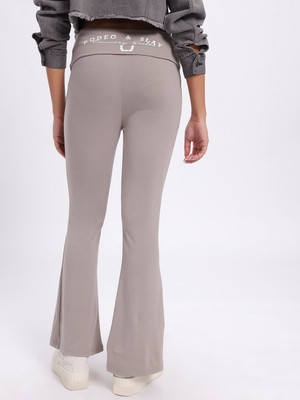 Glitchez Solid Women Brown Track Pants