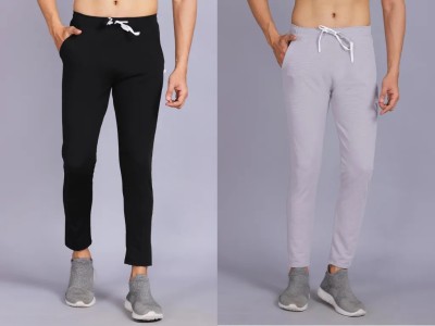 Unique Look Solid Men Grey, Black Track Pants