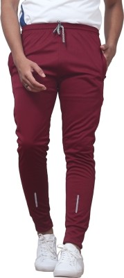 POPLENS Solid Men Maroon Track Pants