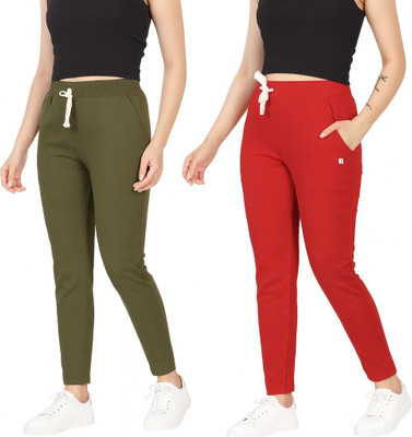 BE SWADESHI Solid Women Maroon, Green Track Pants