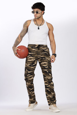 24 Street Printed Men Brown Track Pants