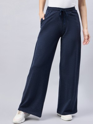 Femea Solid Women Blue Track Pants