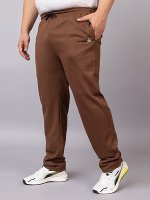 YHA Solid Men Brown Track Pants