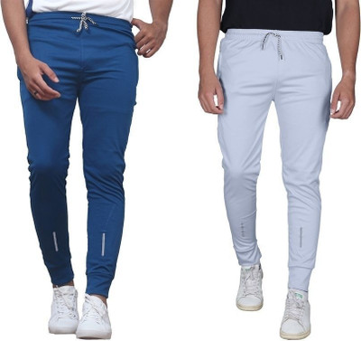 Duooble Solid Men Blue, Grey Track Pants