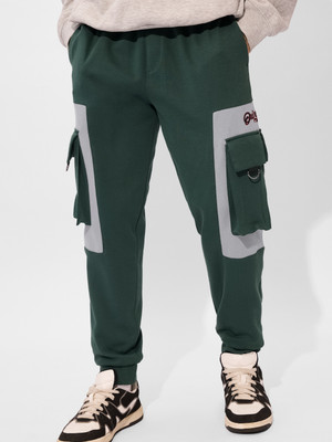 The Souled Store Graphic Print Men Green Track Pants