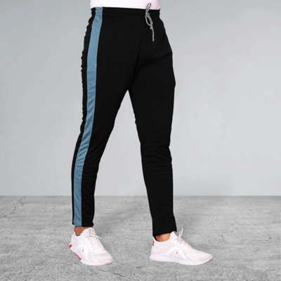 Covett Striped Men Black Track Pants